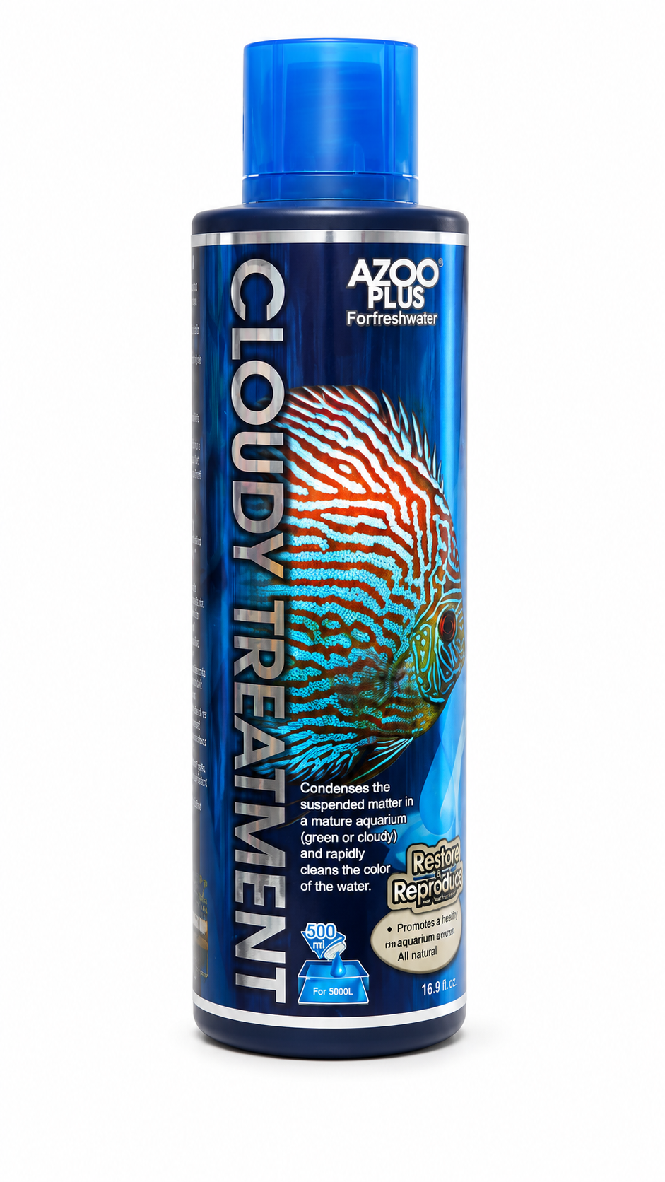 AZOO Plus Cloudy Treatment 500 מ"ל – תכשיר מקצועי להצללת מים עכורים באקווריום