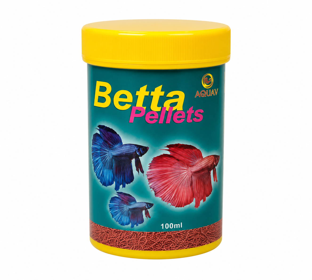 AQUAV Betta Pellets 100ml – מזון גרגירים איכותי לדגי קרב (בטה)