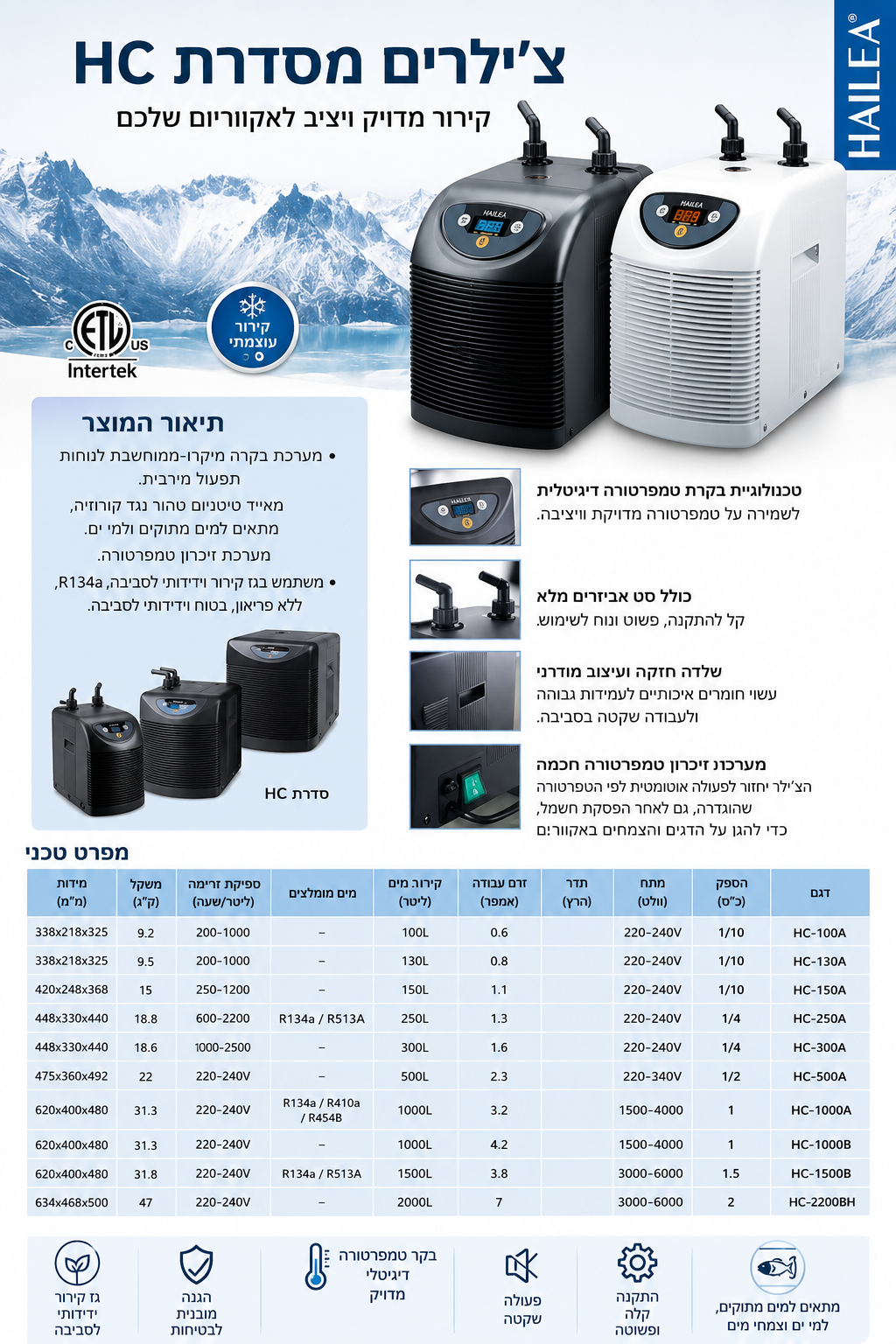 Hailea HC Series Chiller – מקרר מים מקצועי לאקווריום מים מתוקים ומלוחים