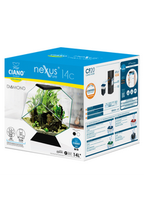 אקווריום שחור/לבן מעוצב בצורת יהלום ציאנו נקסוס 14C כולל פילטר - Ciano Nexus