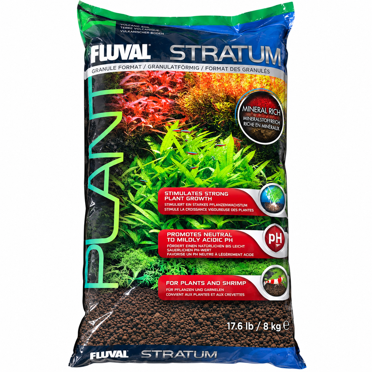 Fluval Stratum – מצע טבעי לאקווריום צמחייה ושרימפס 8 ק״ג