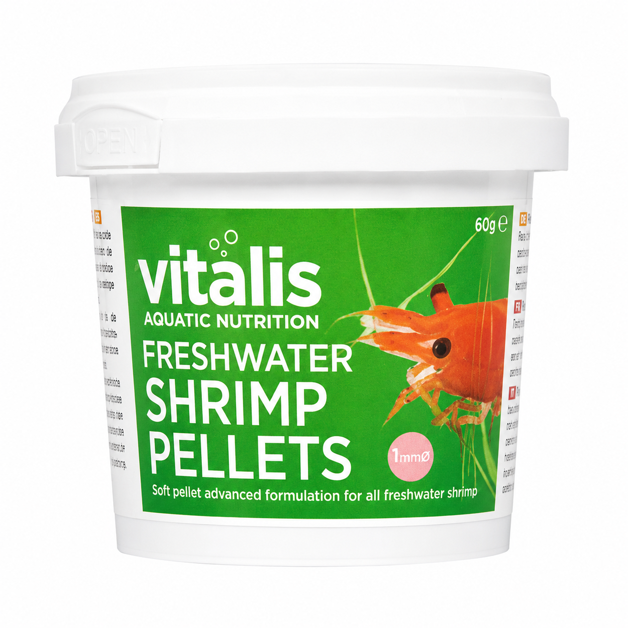 Vitalis Freshwater Shrimp Pellets 60g – מזון מלא לשרימפסי מים מתוקים