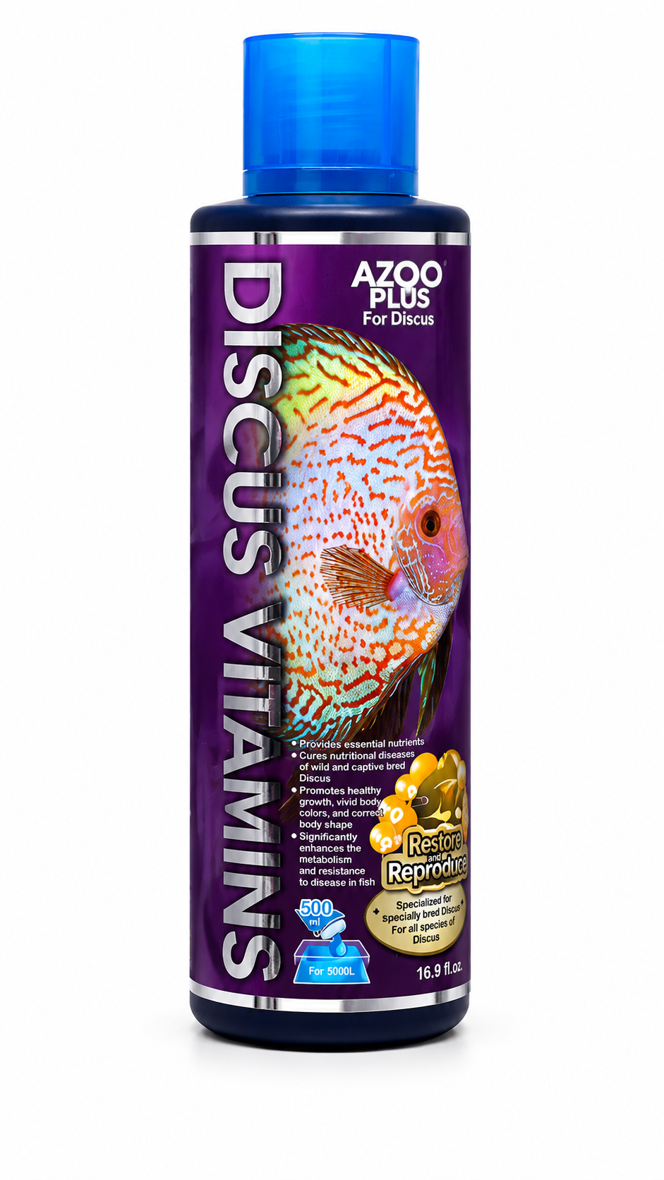 AZOO Plus Discus Vitamins 500 מ"ל – תוסף ויטמינים מקצועי לדגי דיסקוס