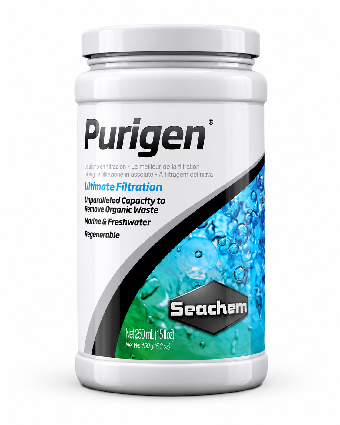 Seachem Purigen 250 מ״ל – מדיית סינון לסילוק פסולת אורגנית והצללת מי האקווריום