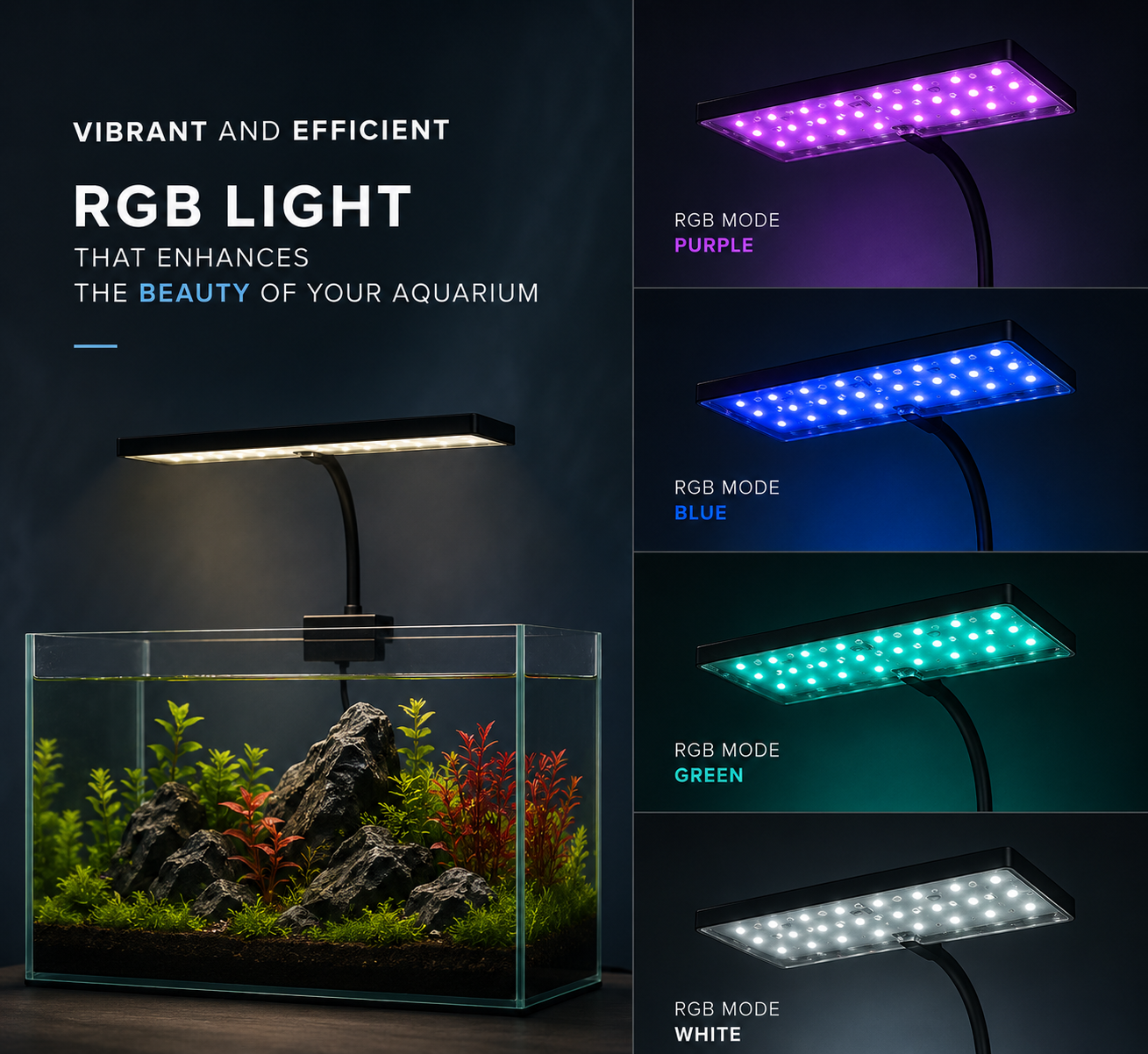 EOS N7 RGB 20 ס"מ – תאורת LED RGB מקצועית לאקווריומי ננו וצמחייה