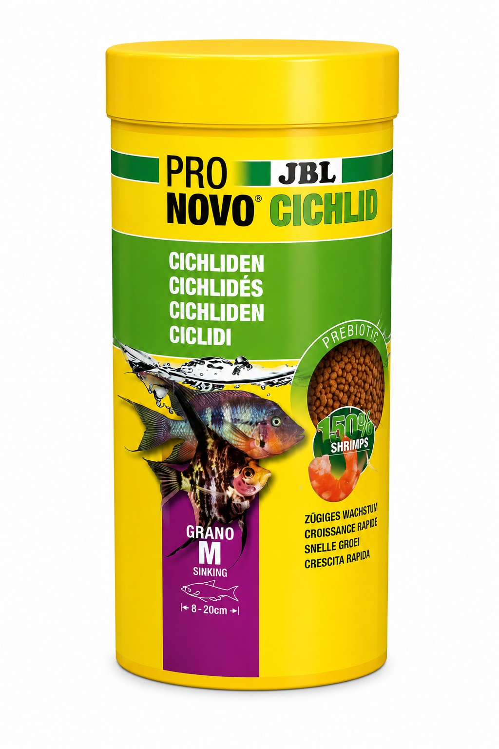 מזון לציקלידים JBL ProNovo Cichlid Grano M – גרגיר שוקע לדגים בינוניים