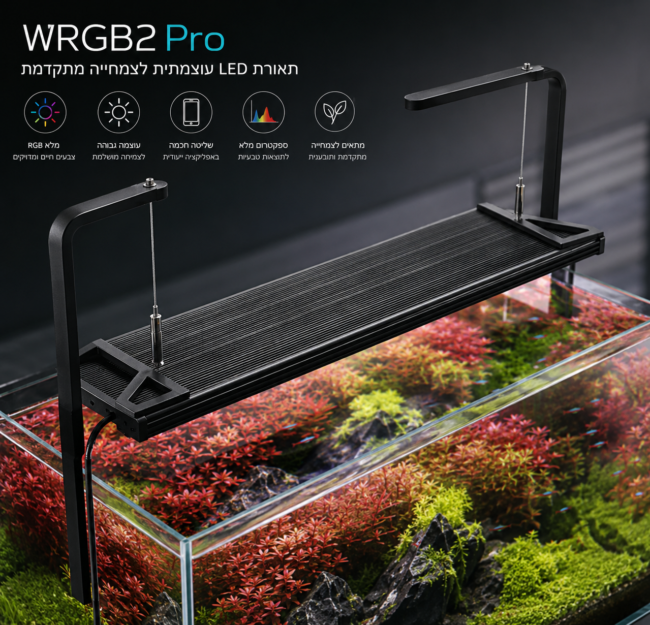 Chihiros WRGB II Pro 60 – תאורת RGB עוצמתית לאקווריום צמחייה מתקדם