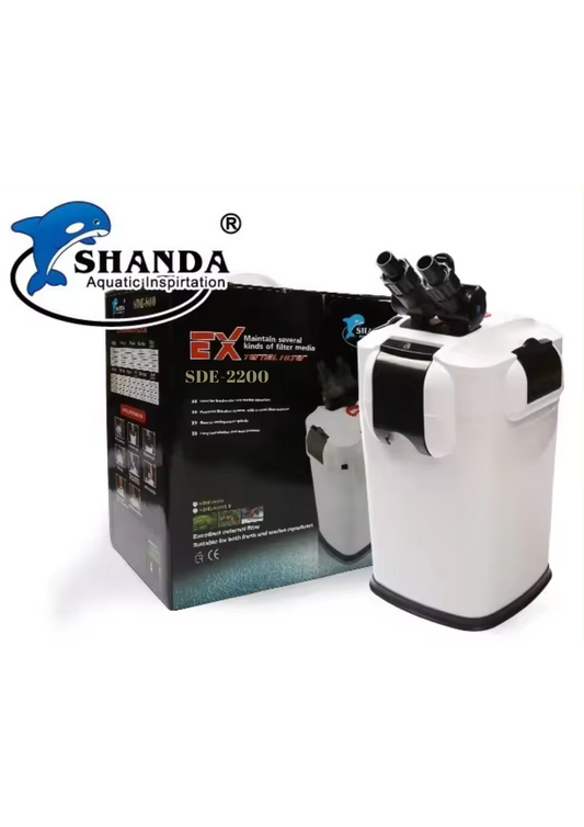 פילטר חיצוני/קניסטר לאקווריום SHANDA דגם SDE-2200 עם סינון ביולוגי וסינון