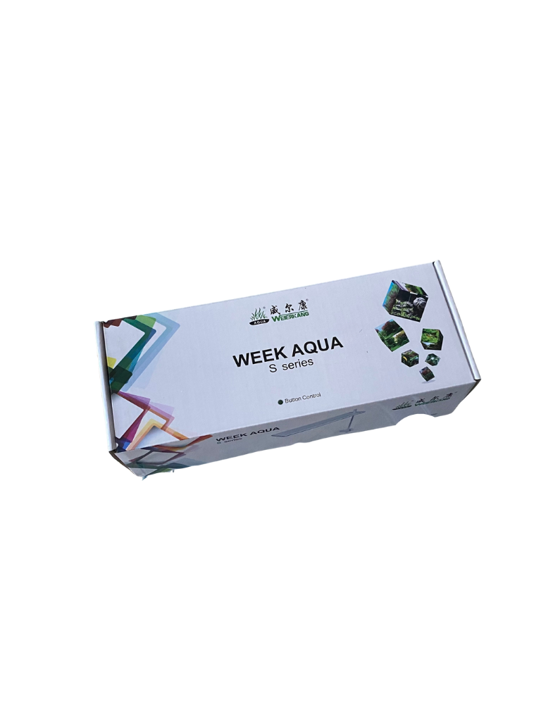 מנורת LED Week Aqua S Series תאורה דקה ואלגנטית לאקווריומים צמחיים. ספקטרום מותאם לצמחים, שליטה בכפתור ועיצוב מודרני.